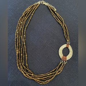 Silpada beaded multi strand necklace with sterling silver pendant.